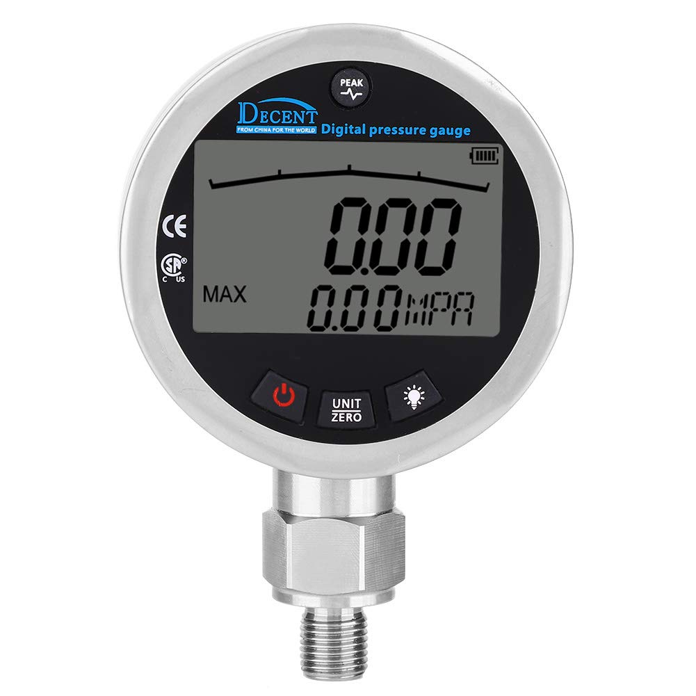 Amazon.com: Digital Pressure Gauge G 1/4 Male Connector, Oil Gas Water Pressure Gauge 400BAR 0-40Mpa 5800PSI : Industrial & Scientific